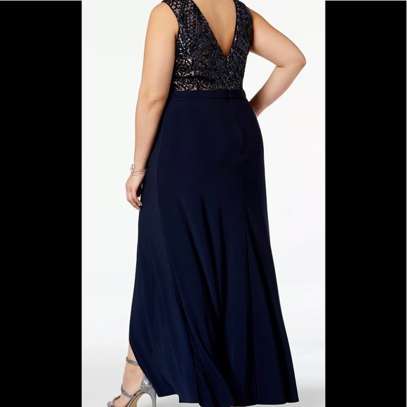Women’s Formal Dress Plus Size 14W 18W Evening Gown Bodice Sequins NIGHTWAY NEW - Picture 2 of 9